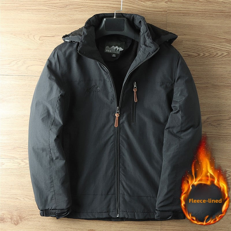 Men's detachable hood zipper loose jacket teemdrop