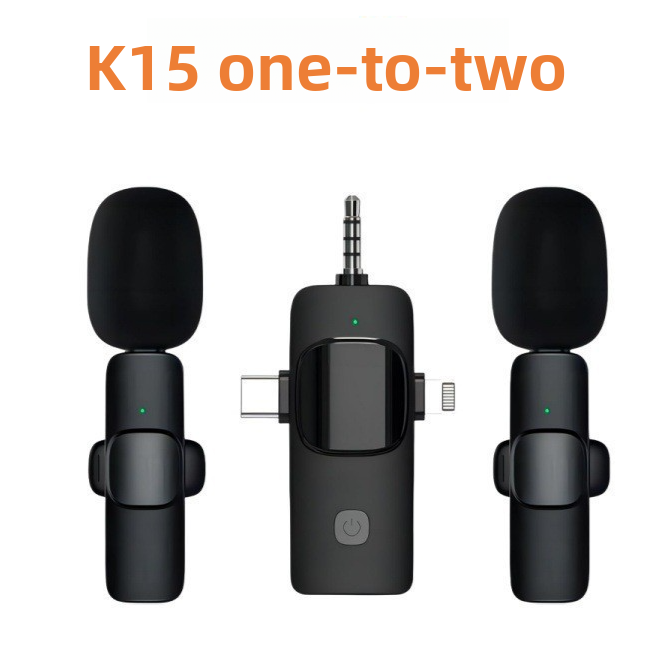 K15 3-in-1 Universal Wireless Lavalier Microphone with Noise Reduction for Live Streaming and Recording teemdrop