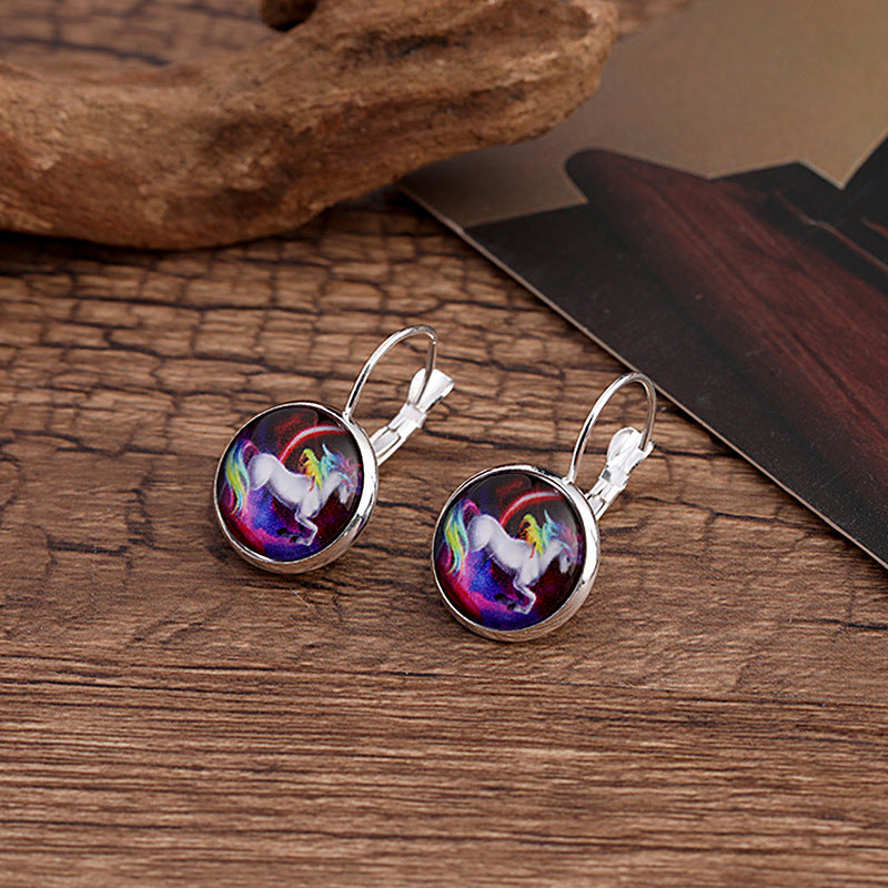 Creative Glass Earrings with Nature Patterns