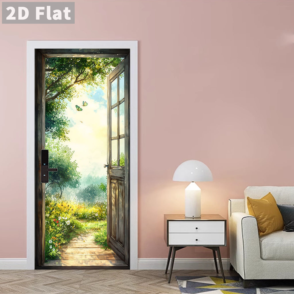 Creative Wooden Door Refurbished Door Stickers Wall Stickers teemdrop