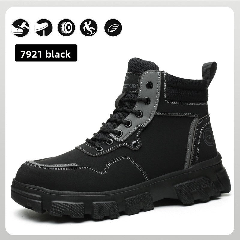 Men's Steel Toe Anti-Smash Breathable High-Top Safety Work Shoes teemdrop