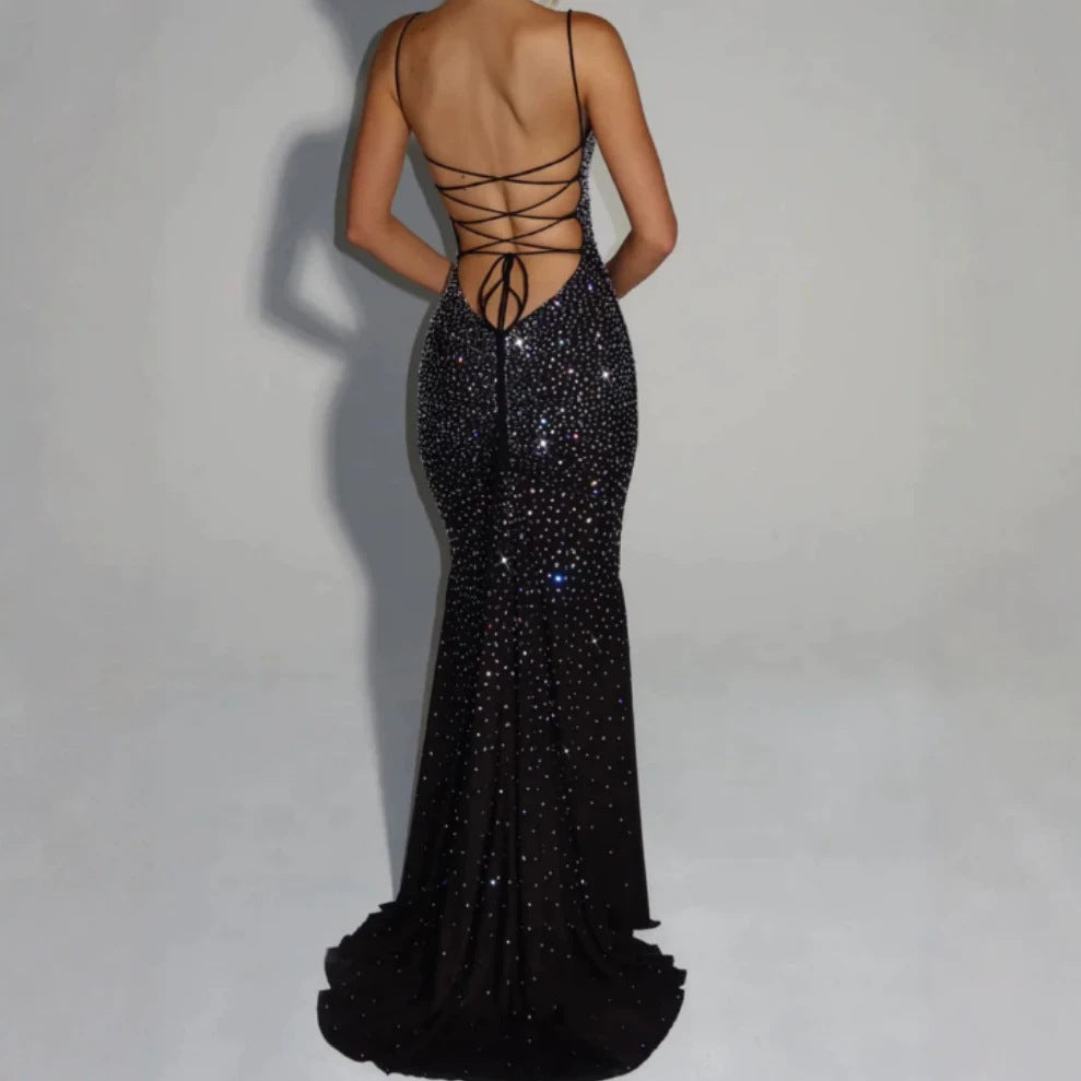 New Spring/Summer Elegant Sequin Camisole Evening Gown