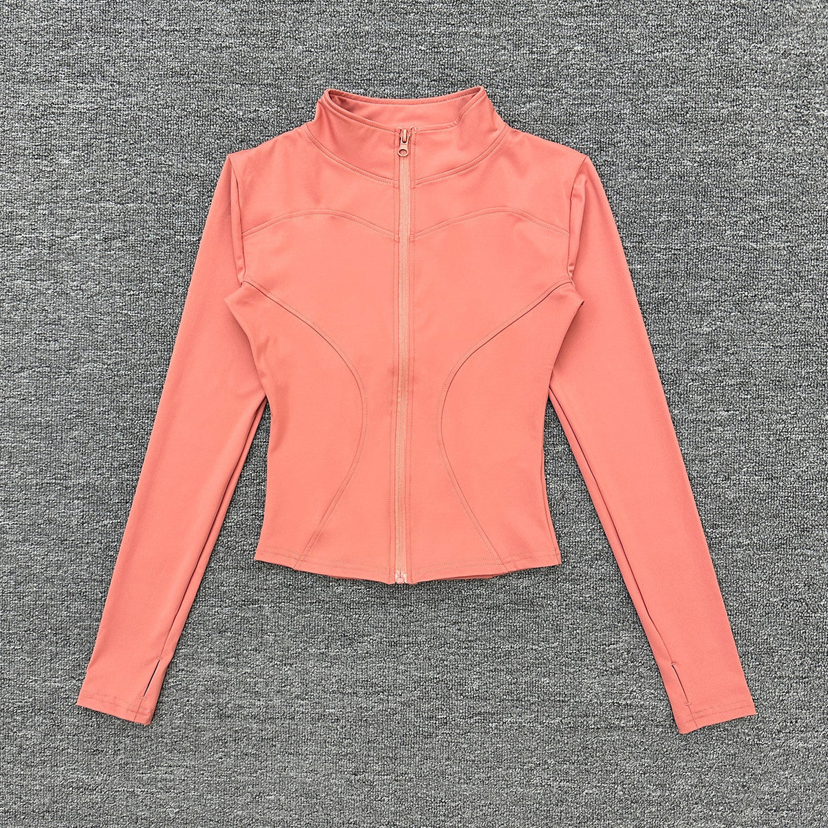 Womens Stand Collar Sports Jacket with Thumb Holes