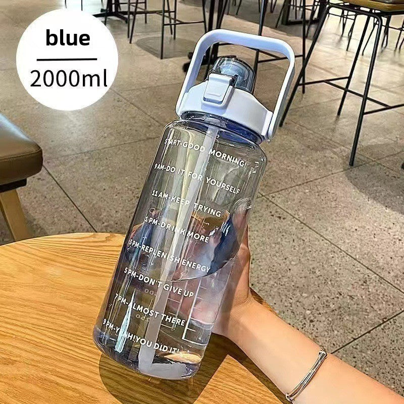 Portable fitness sports drinking straw water bottle teemdrop