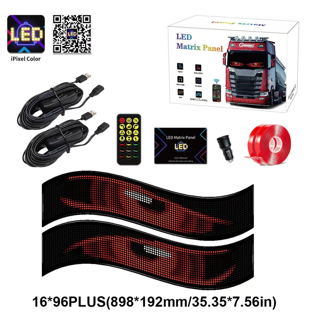 Programmable Flexible LED Car Sign Display with APP Control, Full Color RGB Matrix Panel for Vehicle Window teemdrop