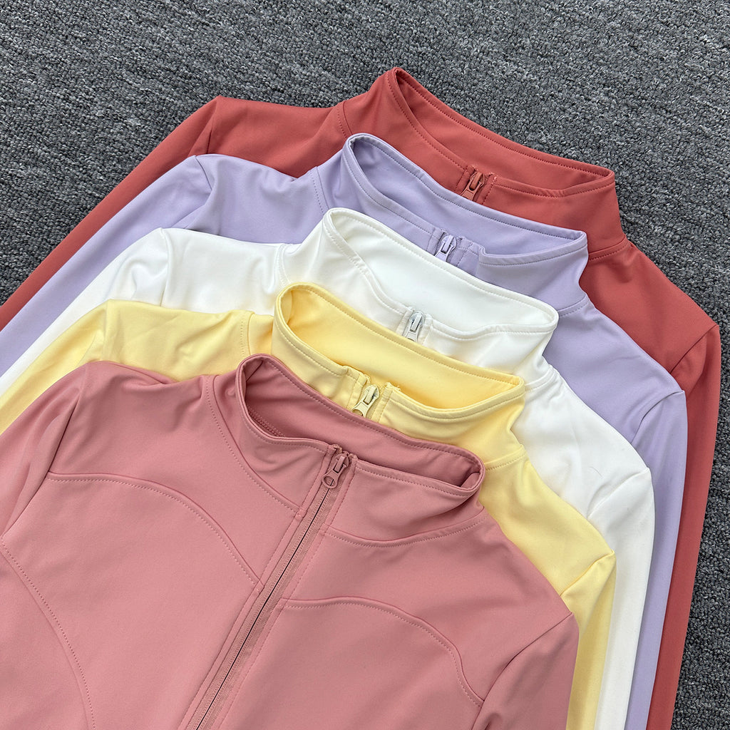 Womens Stand Collar Sports Jacket with Thumb Holes