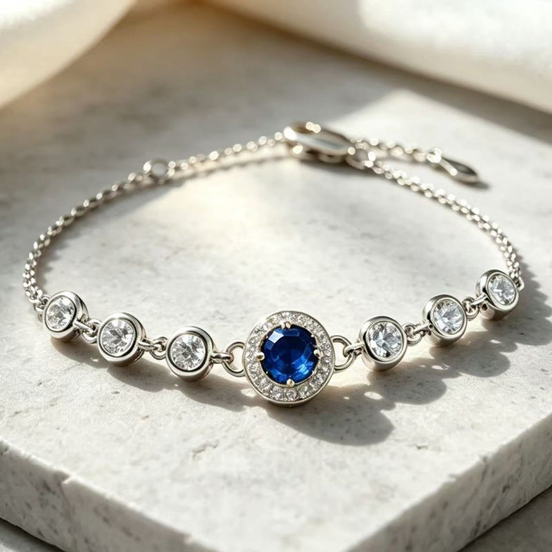 Women's S925 Silver Birthstone Bracelet with Natural Gemstones Gold Plated