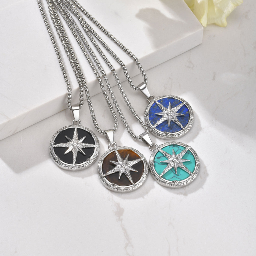 Stainless steel eight-pointed star necklace