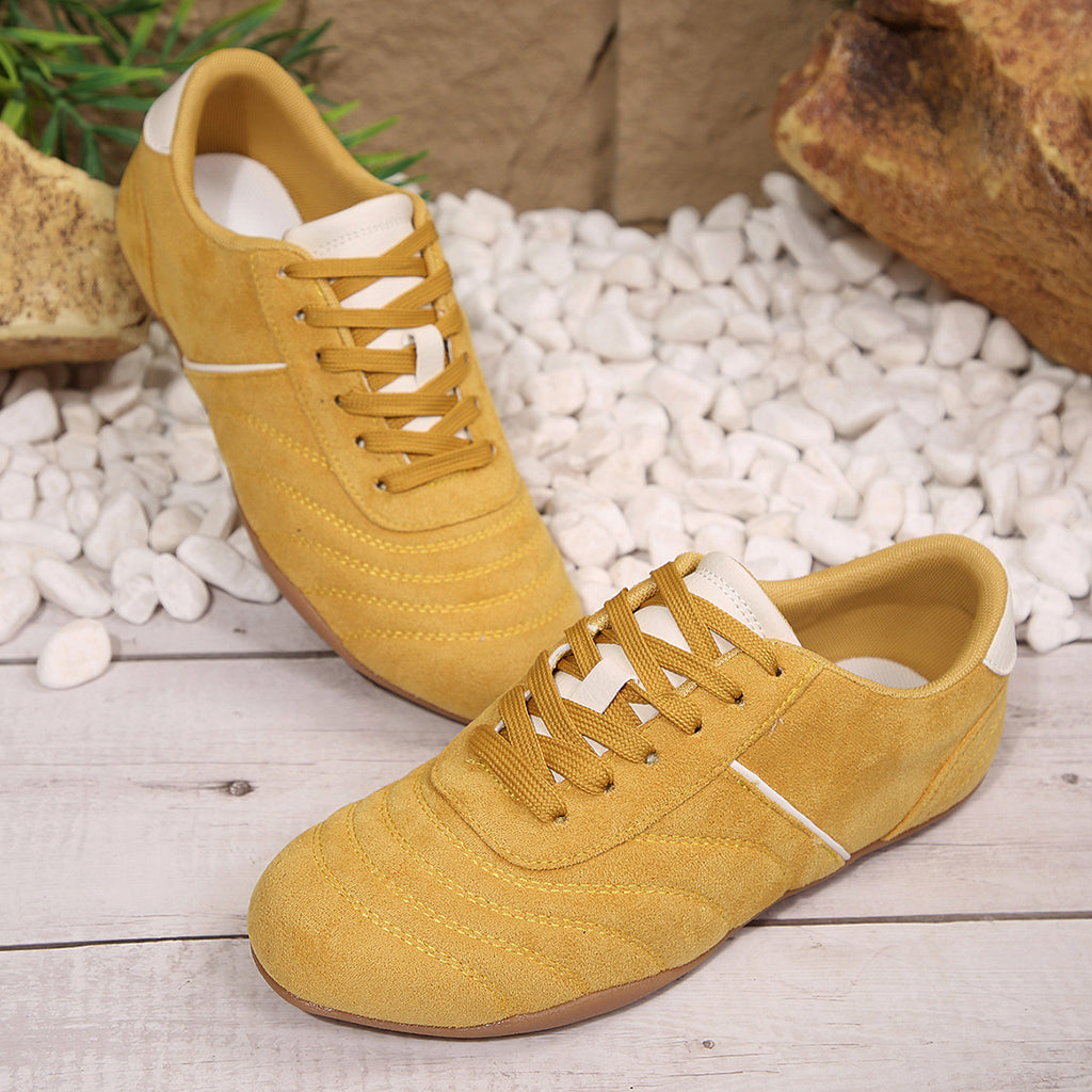 Women's Breathable Flat-Soled Casual Sneakers with Round Toe, PU Upper, and Slip-On Closure teemdrop