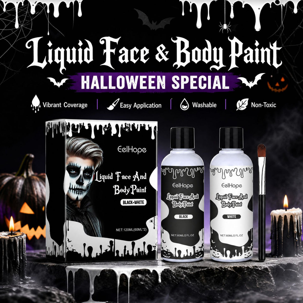 Quick-Dry Face Painting Kit Dual Color Clown Makeup