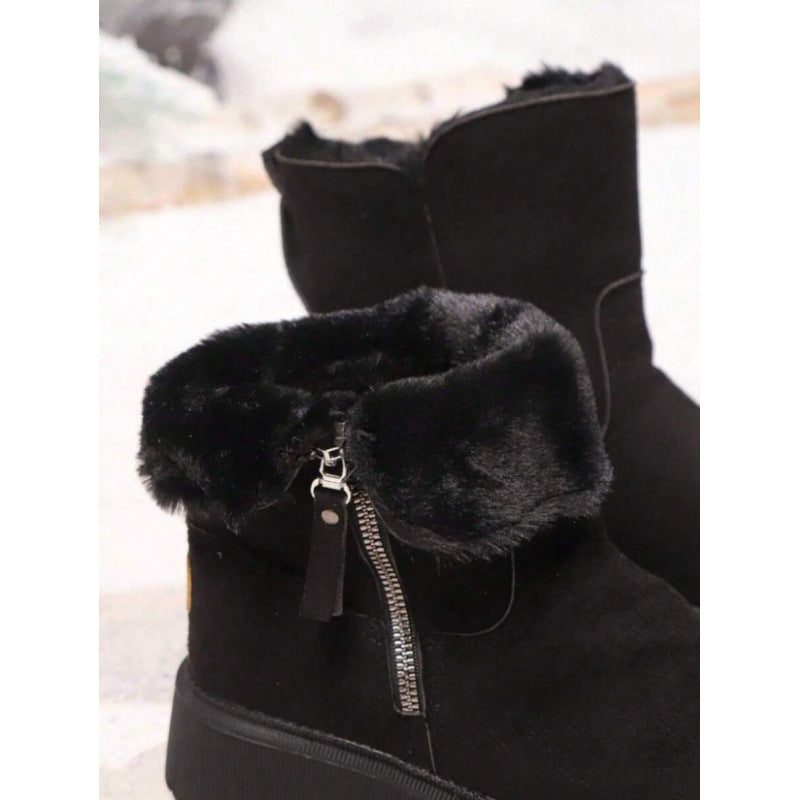 Plus Size Square Heel Mid-Calf Boots with Ultra-High Heel and Skull Pattern teemdrop