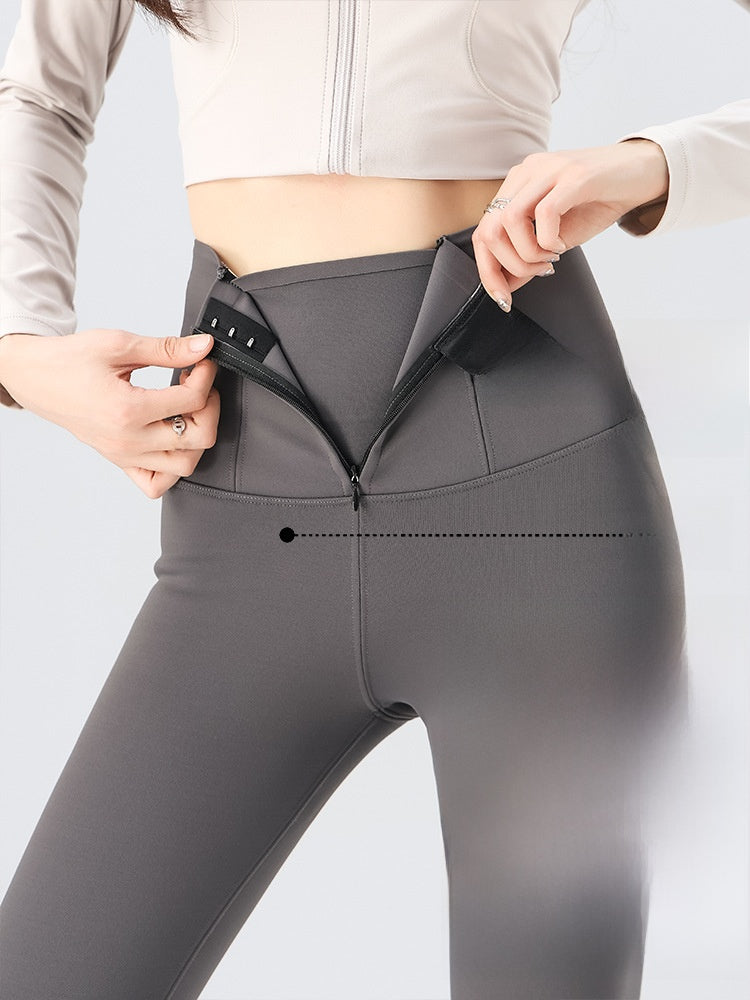 Thermal Nylon Zipper Skinny Pants