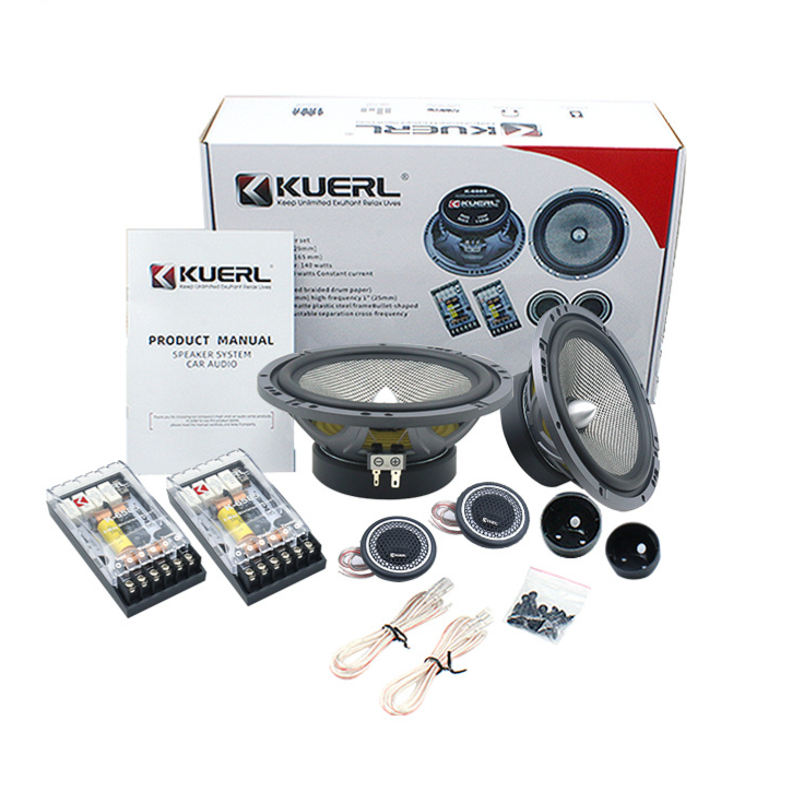 6.5 Inch 140W 2-Way Car Component Speaker System with Silk Dome Tweeters teemdrop