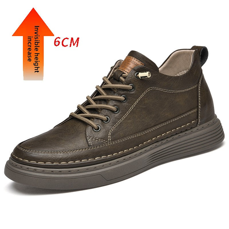 Cowhide platform height-increasing sneakers teemdrop