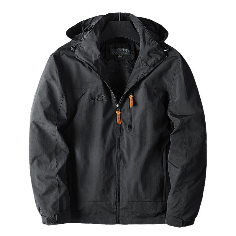Men's detachable hood zipper loose jacket teemdrop