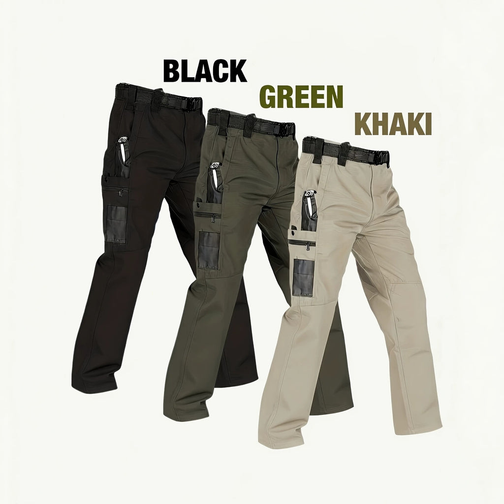 Men's Quick-Dry Tactical Cargo Pants Multi-Pocket Summer Casual Trousers 100% Polyester teemdrop