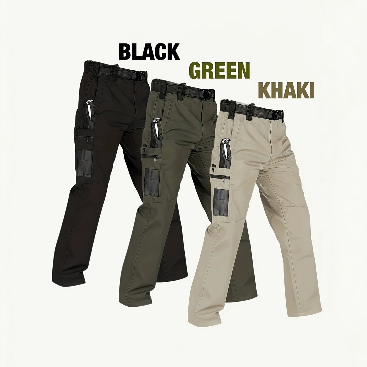 Men's Quick-Dry Tactical Cargo Pants Multi-Pocket Summer Casual Trousers 100% Polyester teemdrop