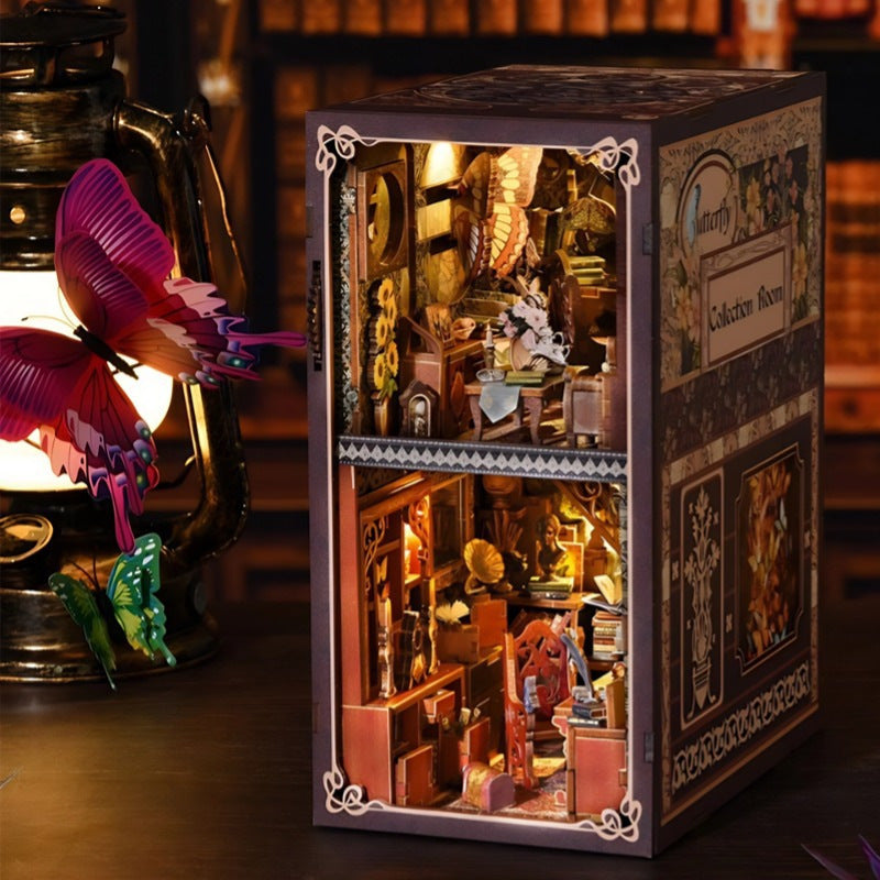 DIY Wooden Miniature Library Cabin Book Nook Building Kit
