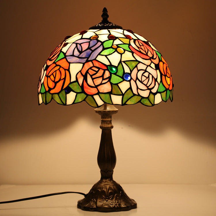 Table lamp stained glass 12 inch handmade lampshade teemdrop