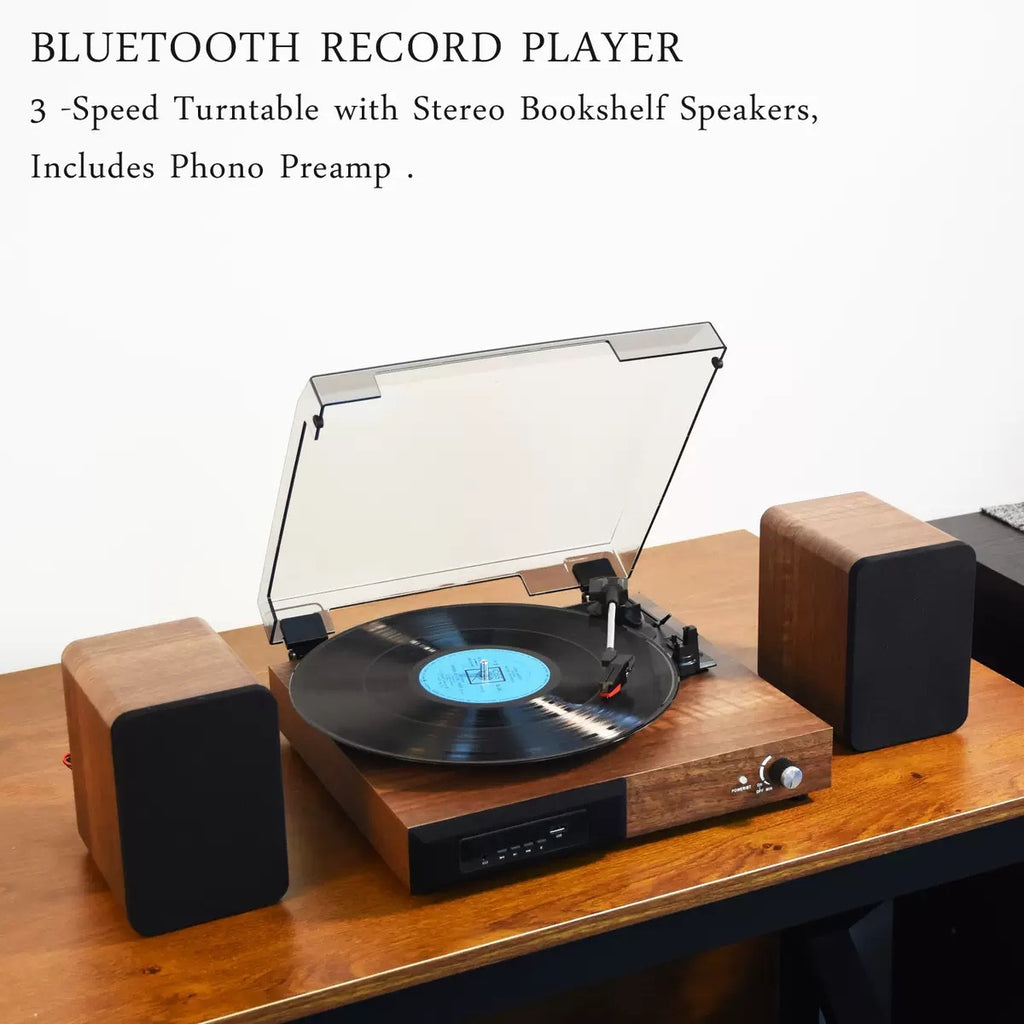 Retro Wooden Vinyl Record Player teemdrop
