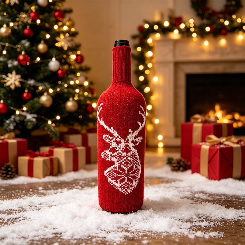 Christmas Wool Knit Wine Bottle Cover teemdrop