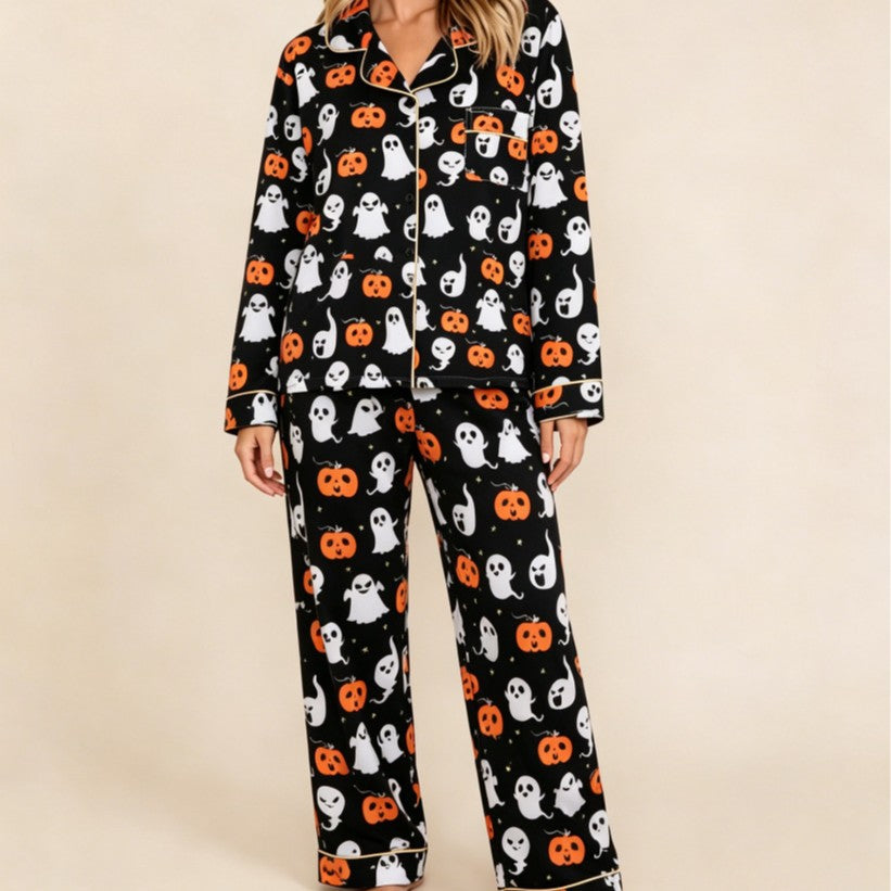 Women's long-sleeve Halloween pajamas teemdrop