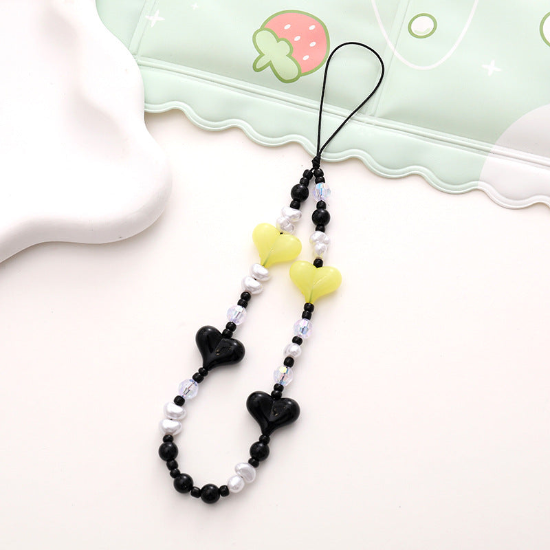 Colorful Heart Bead Phone Wrist Strap
