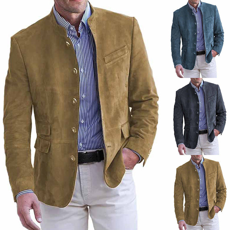 Men's casual suede trench coat