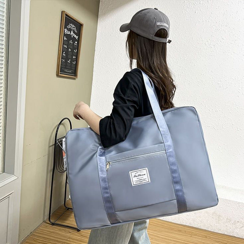 Large Capacity Oxford Cloth Diagonal Travel Satchel with Trolley Sleeve teemdrop