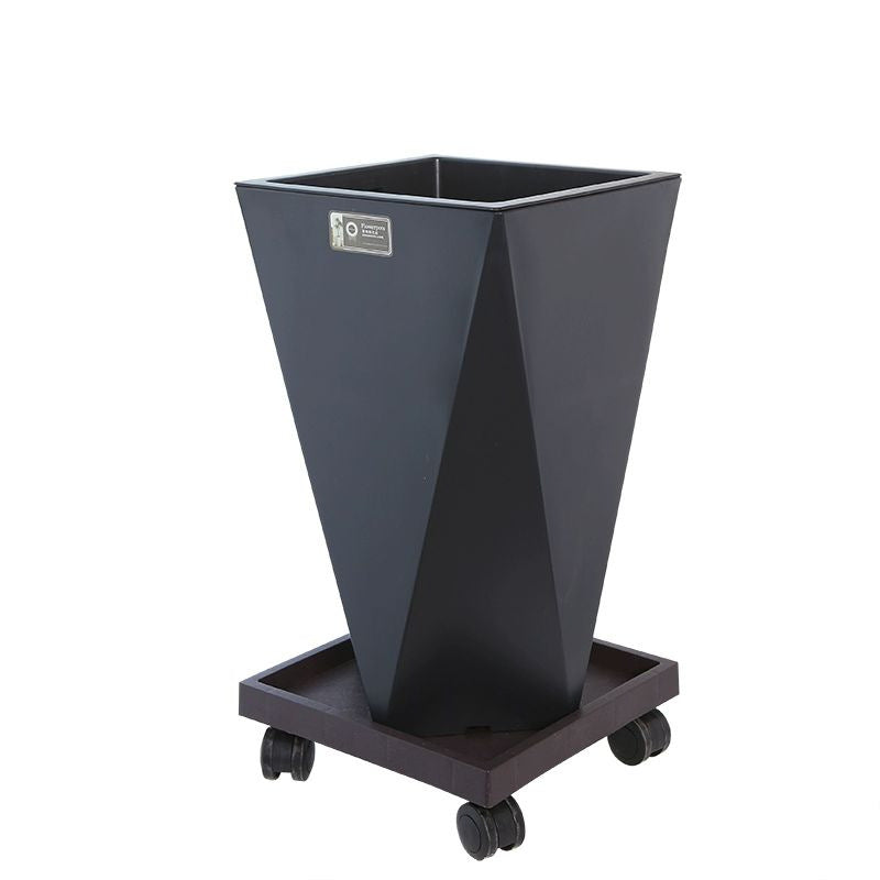 Nordic Style Rectangular Resin Flower Pot with Wheels, Imitation Cement Floor Planter teemdrop