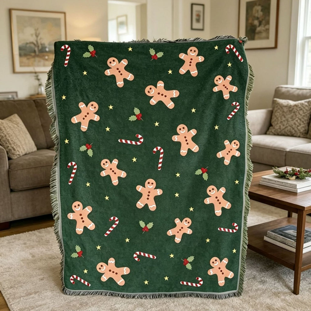 Retro Christmas Tassel Tapestry Throw Blanket