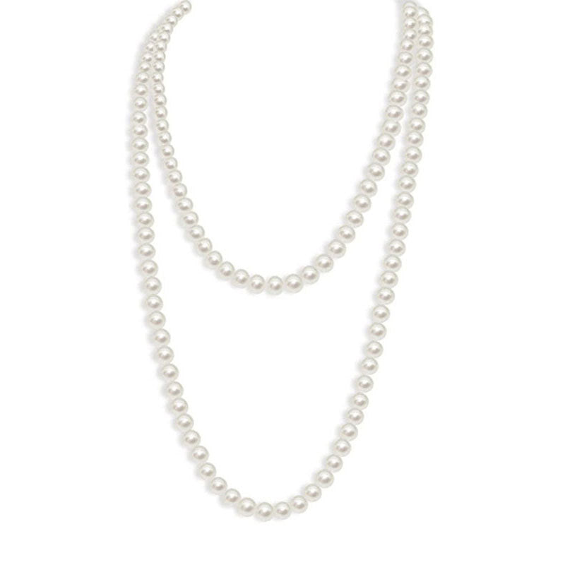 Women's Multi-Layer Imitation Pearl Long Necklace with Pearlescent Finish teemdrop