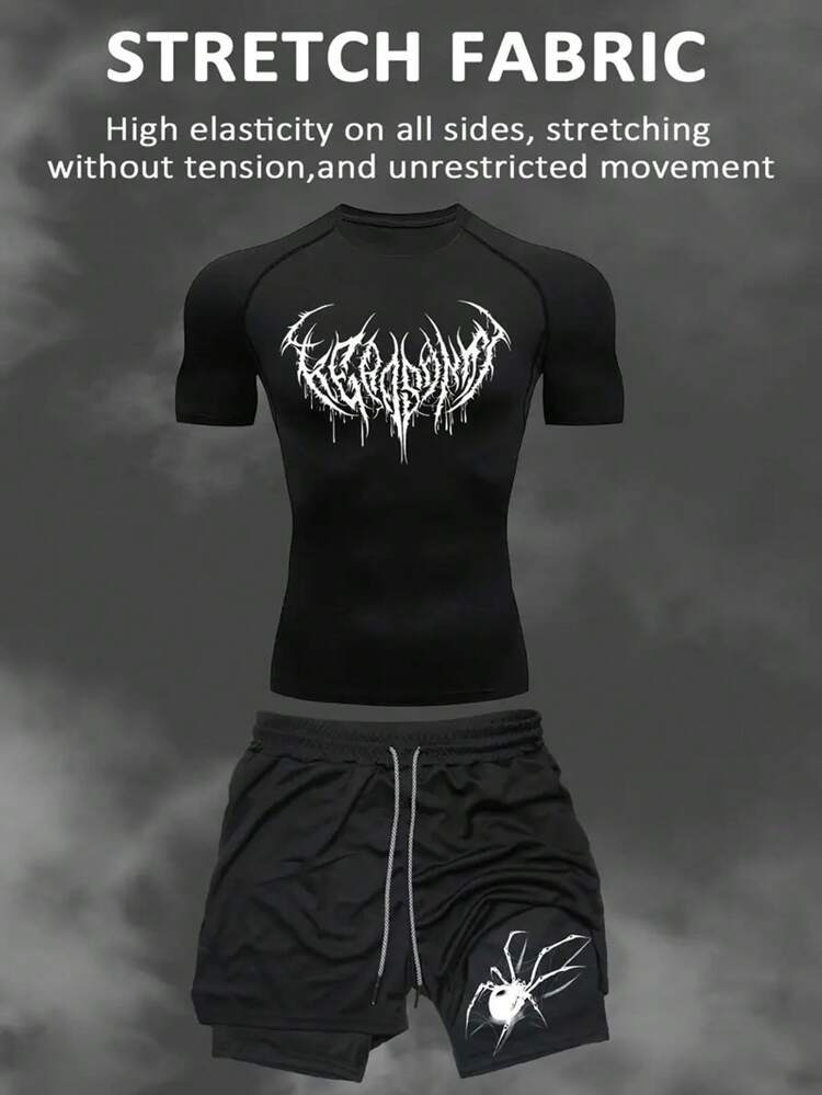 Men's Compression 2D Printed Quick Dry Fitness T-Shirt teemdrop