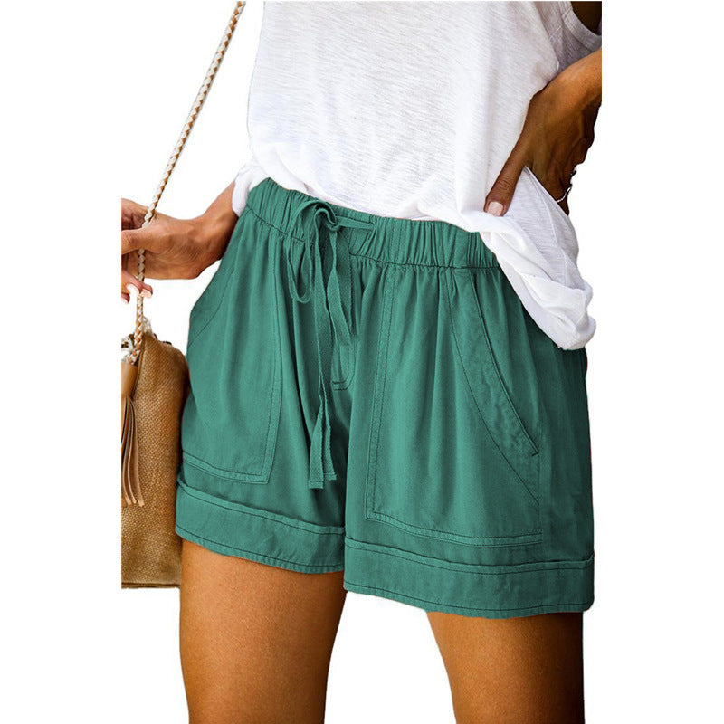 Women's High Waist Lace-Up Loose Wide Leg Woven Shorts teemdrop