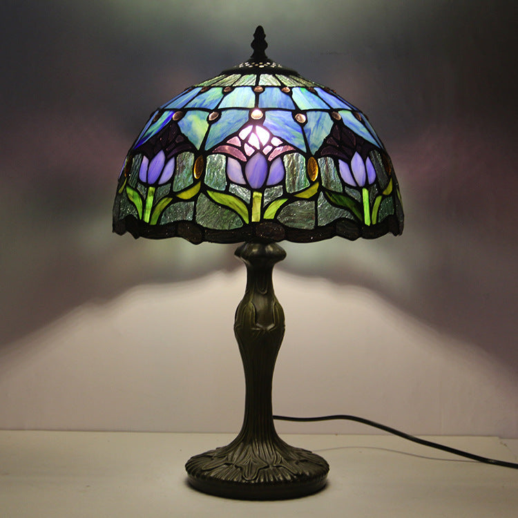 Table lamp stained glass 12 inch handmade lampshade teemdrop