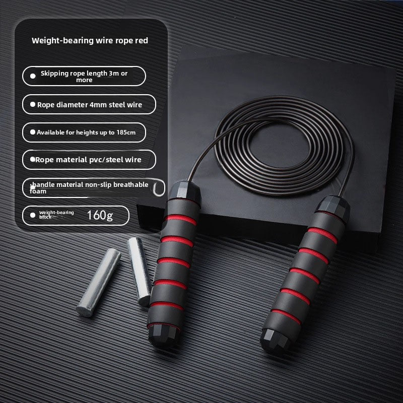 Adjustable Length Steel Wire Skipping Rope with Bearing System for Fitness Training