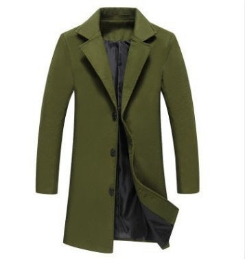 Men Slim Fit Cotton Blend Mid-Length Lapel Coat teemdrop