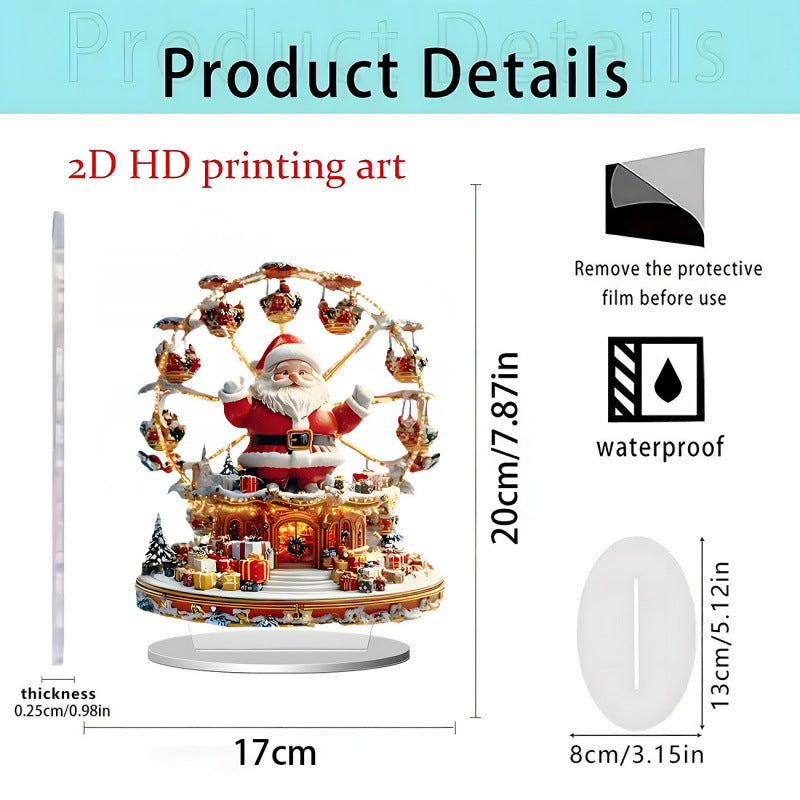 Christmas Carousel 2D Acrylic Stand Holiday Ornament Home Decoration