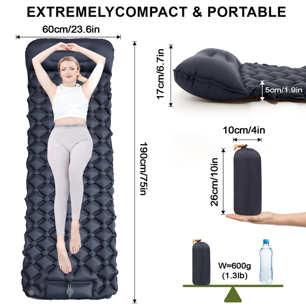Ultra-Light Foot-Operated Automatic Inflatable Camping Mattress with Pillow teemdrop