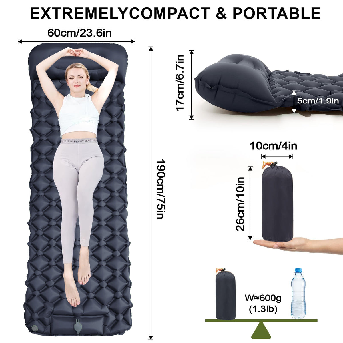 Ultra-Light Foot-Operated Automatic Inflatable Camping Mattress with Pillow teemdrop