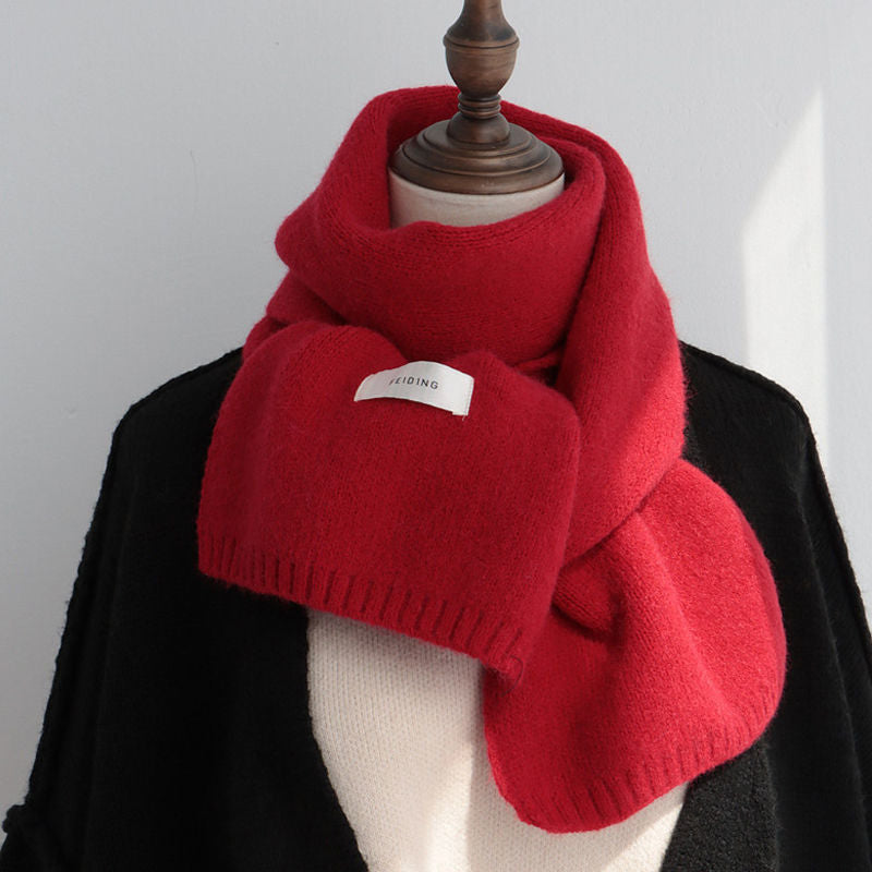Unisex Solid Color Knitted Wool Scarf Winter Warm Neck Wrap