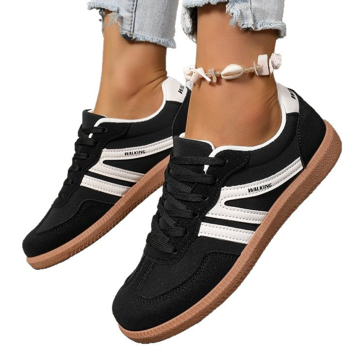 Women Retro Color-Blocking Lace-Up Training Shoes teemdrop