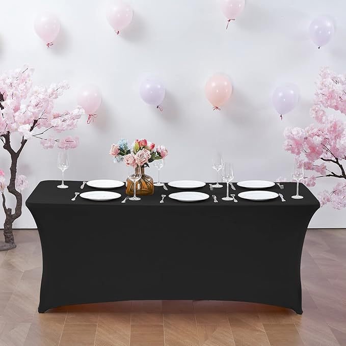 Stretch Spandex Fitted Table Cover Rectangle Elastic Tablecloth for Banquet Wedding Parties