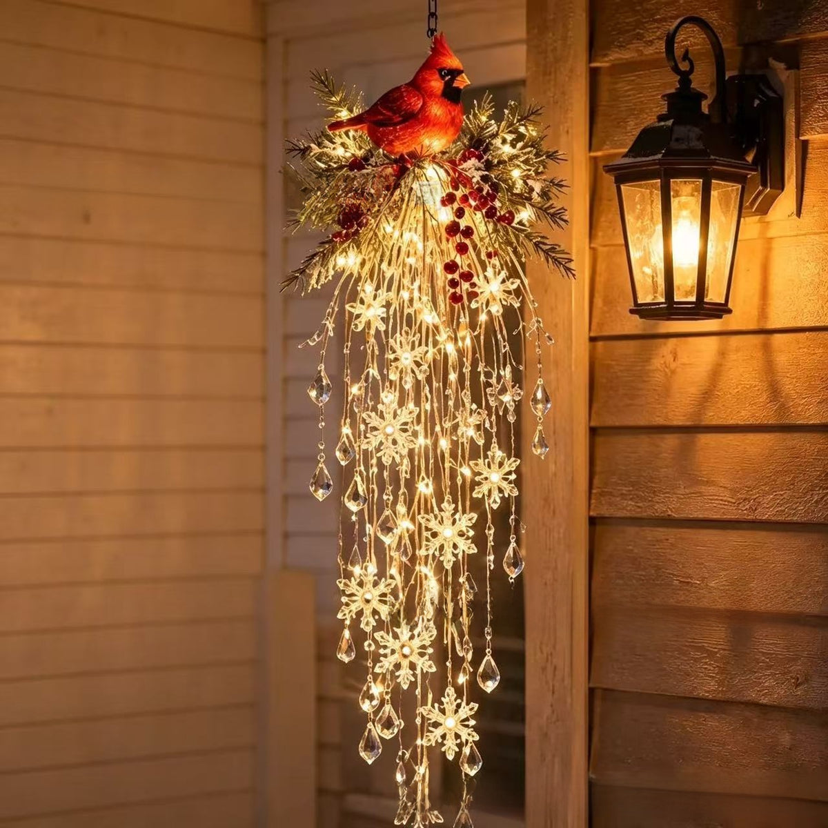 Glow Crystal Waterfall Resin Hanging Christmas Ornament for Holiday Home Decor teemdrop