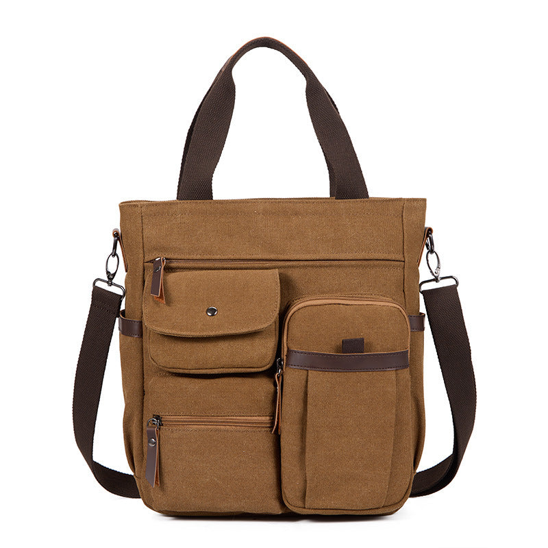 Men's Canvas Shoulder Crossbody Backpack, Extra Large Capacity Casual Bag teemdrop
