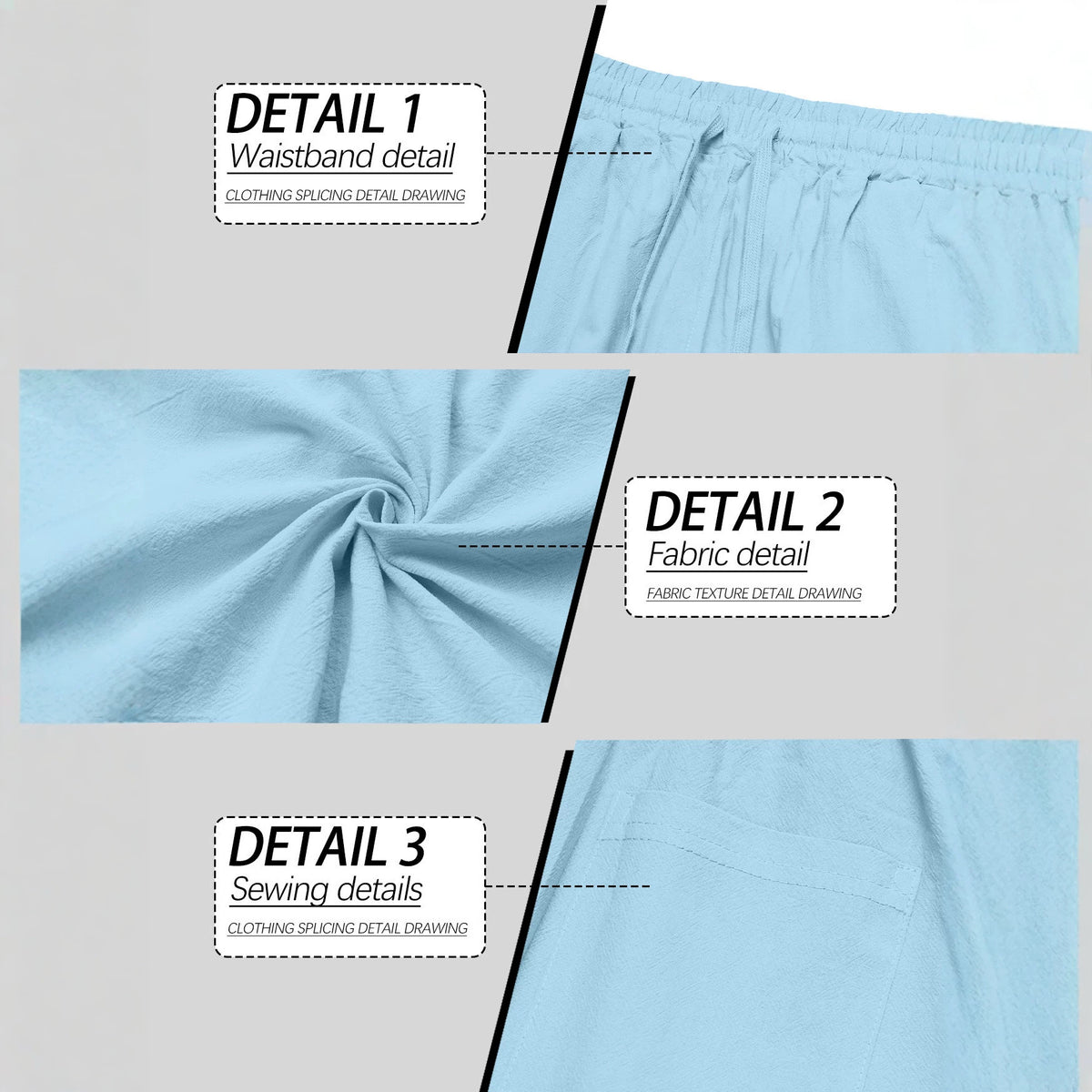Men's Linen Loose Fit Casual Drawstring Pants with Pockets teemdrop