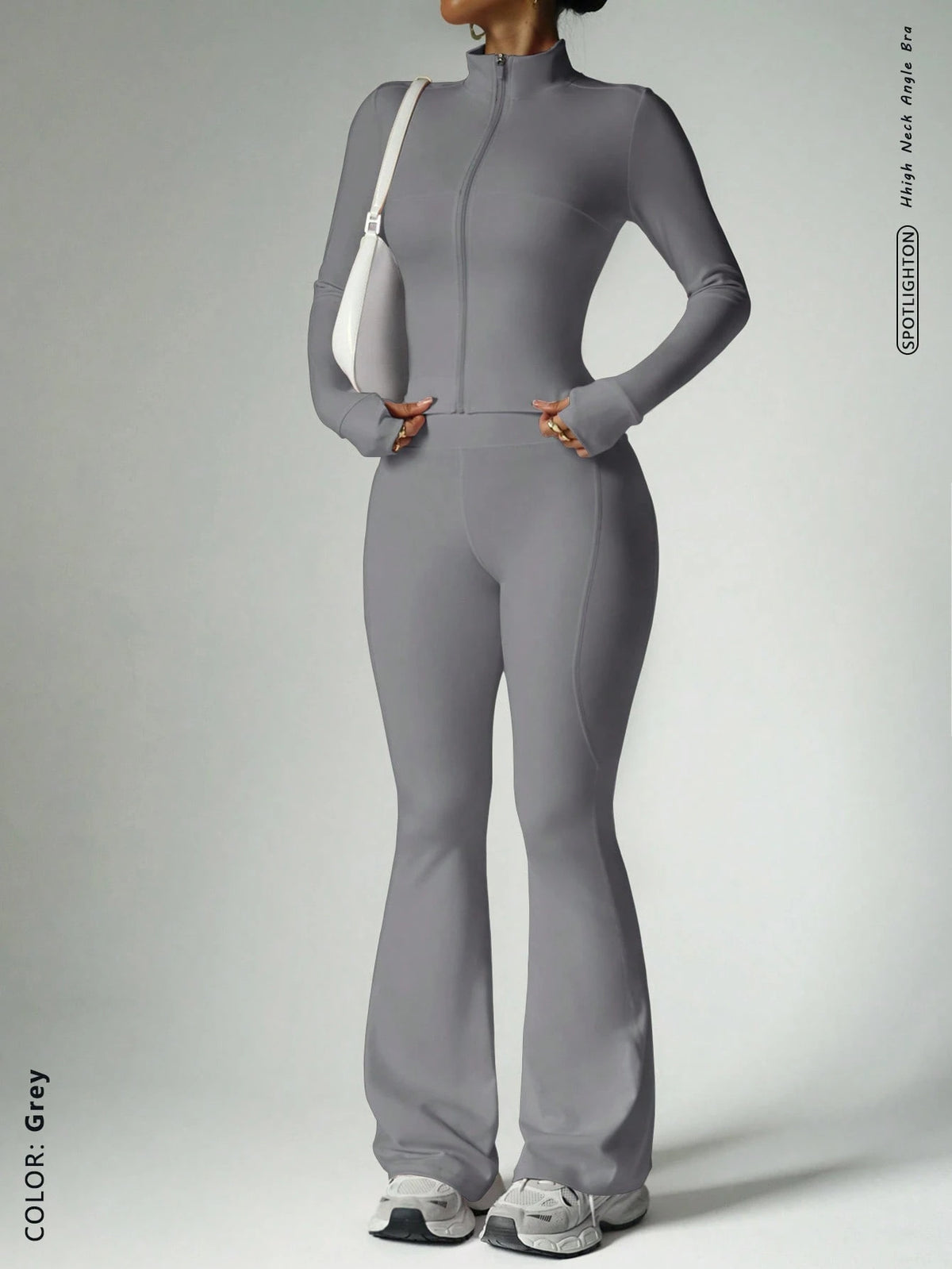 Lady's sleeveless zipper yoga set teemdrop