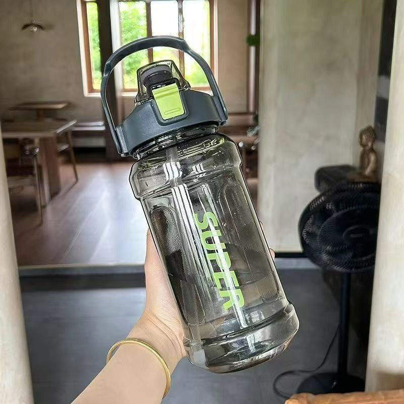 Portable fitness sports drinking straw water bottle teemdrop