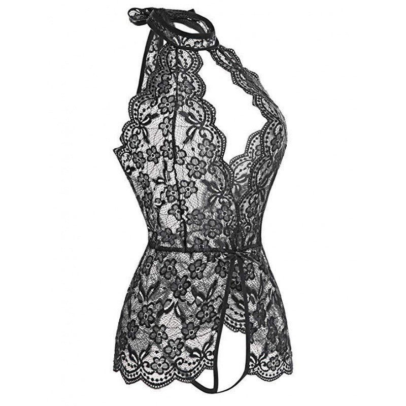 Women Sexy See Through Lace Spandex Bodysuit Cute Lingerie Jumpsuit teemdrop