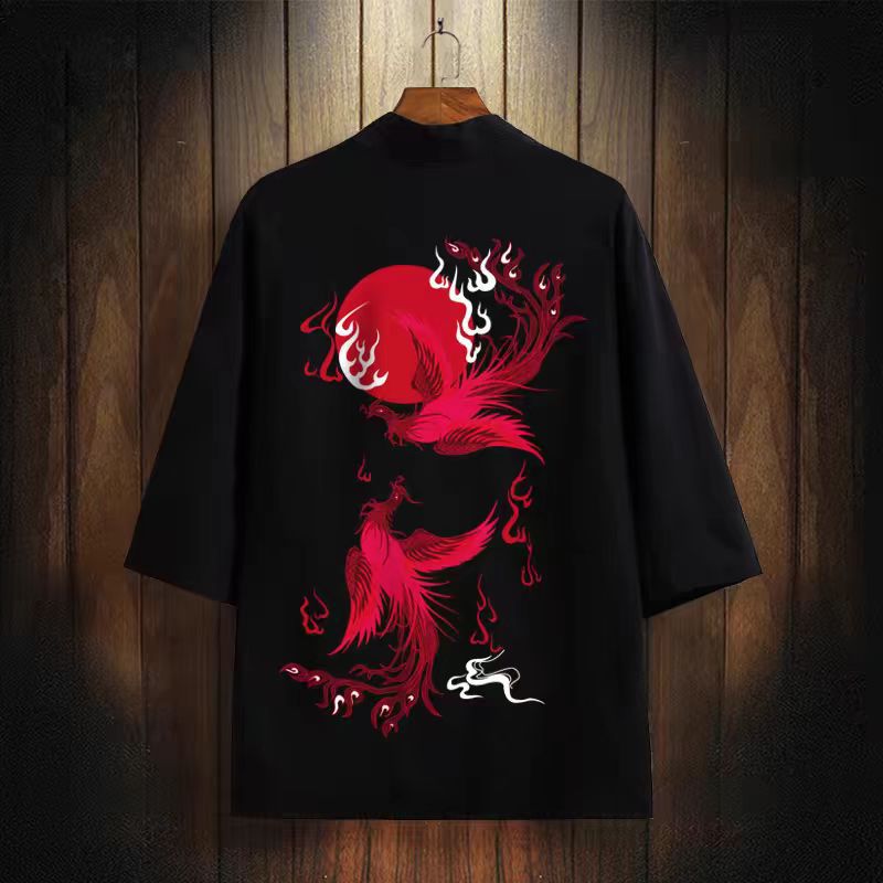 Traditional Print Open Front Cardigan Robe teemdrop